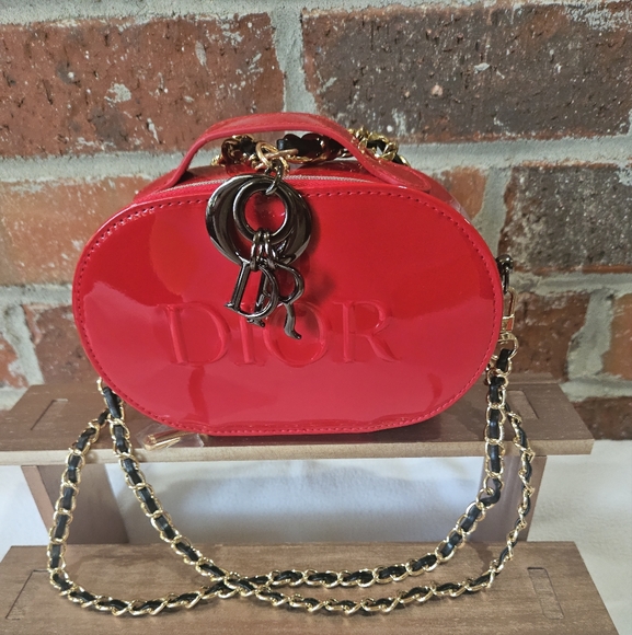 Dior Red Patent Leather Chain Bag - Picture 1 of 12
